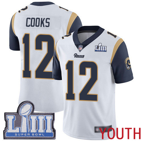 Los Angeles Rams Limited White Youth Brandin Cooks Road Jersey NFL Football #12 Super Bowl LIII Bound Vapor Untouchable->youth nfl jersey->Youth Jersey